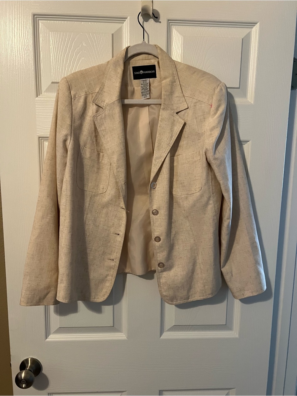 Sag Harbor Women's Beige Cream Linen-Blend Blazer